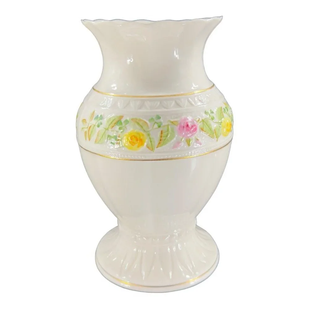 Vintage BELLEEK Classic‎ Rose Collection Large Size Porcelain Vase Vessel Marked